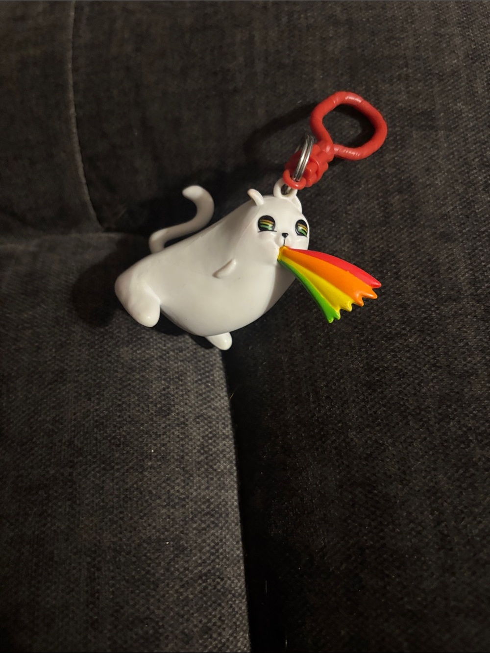 Exploding Kittens s White Rainbow Vomit Cat Keychain